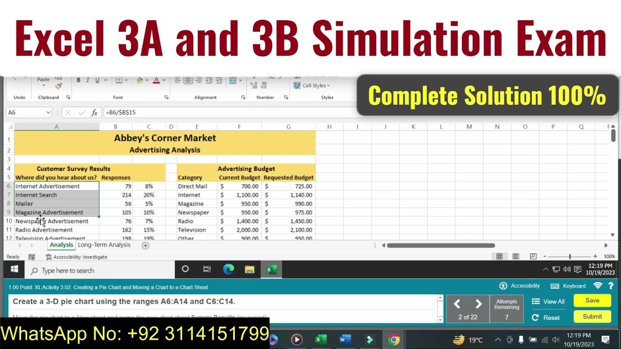 Excel 3A and 3B Simulation Exam #simulationexams #excelexam #3aexam #3bexam #3A #3B #myitlabexcel