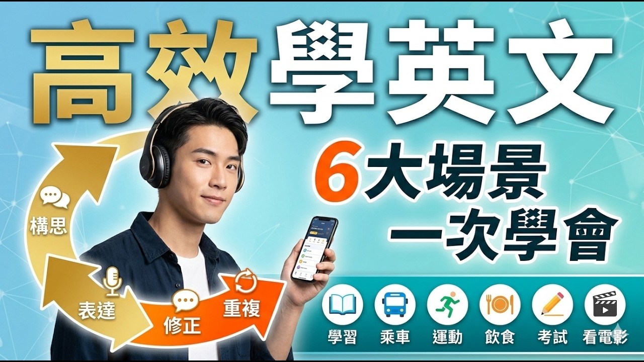 【高效學英文】這 6 個日常場景，掌握萬能句型就夠了！｜學習、乘車、運動、飲食、考試、看電影｜從零基礎到自然開口｜Efficient English