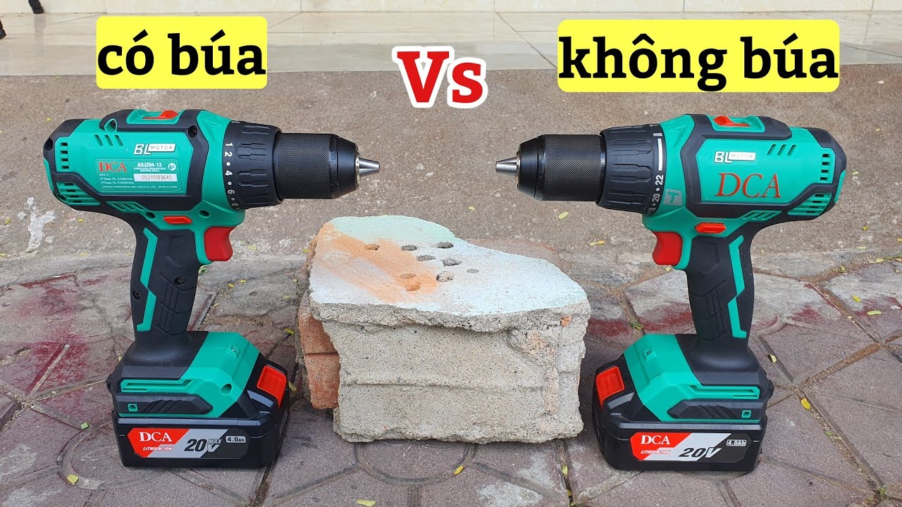 So sánh, test thực tế Khoan DCA có búa và không búa, DCA ADJZ04-13 VS ADJZ05-13