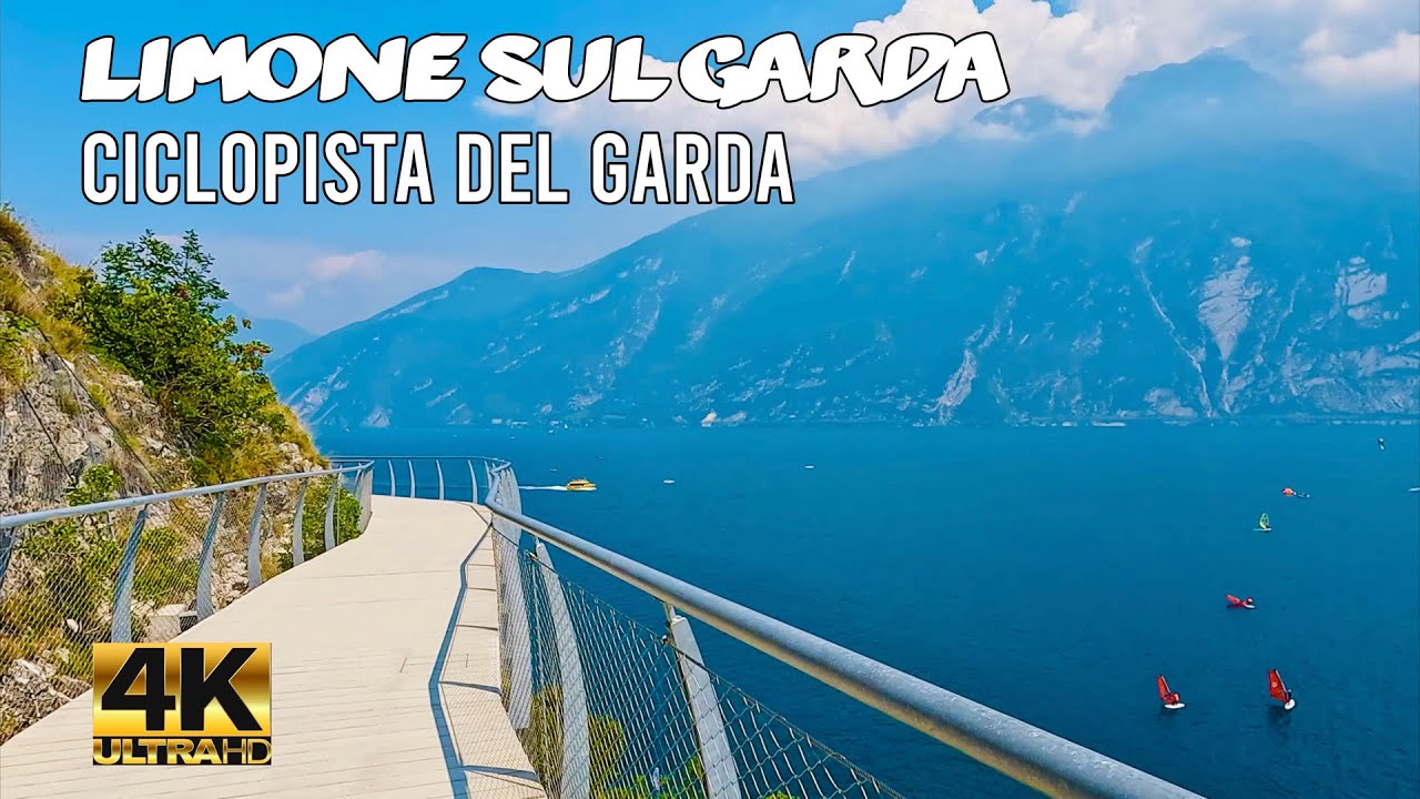 SCENIC BIKING TOUR IN LIMONE SUL GARDA's CYCLE PATH (CICLOPISTA DEL GARDA) 4K UHD