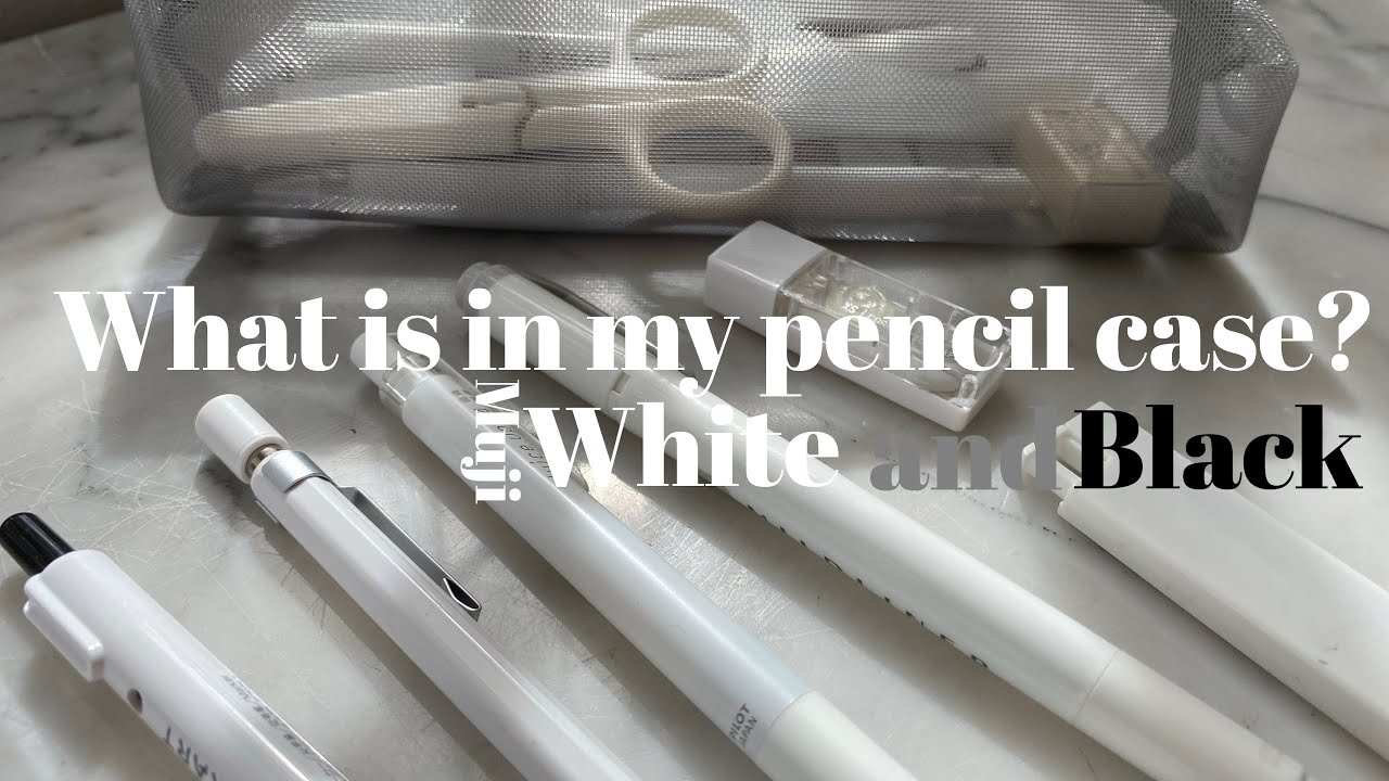 what is in my pencil case?/モノクロ/無印良品/