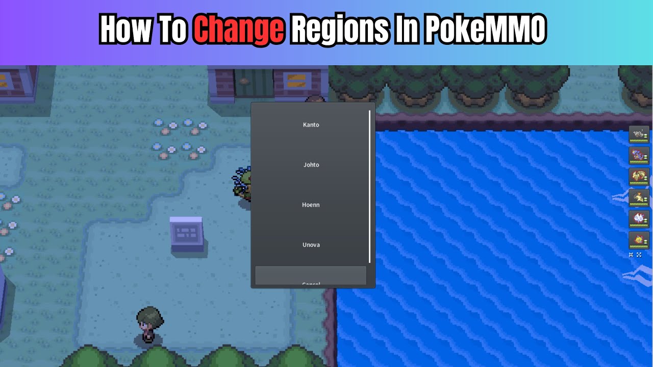 Как изменить регион в PokeMMO (Джото, Канто, Хоэнн, Синно и Юнова)