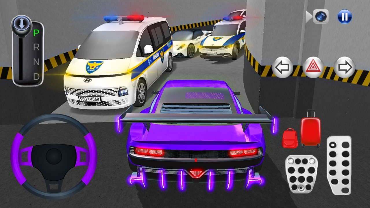 🚘New Purple Hyundai with Police car Stuck in Parking Garage🚗 - 3D Driving Class Game - Сar Game