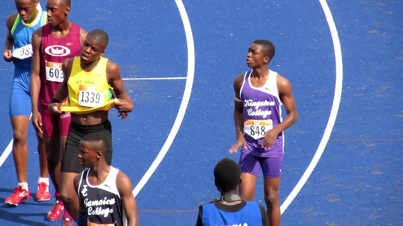 13 year old Jevaughn Matherson breaks 100m record no sweat runs 10.85! @ Jamaica Champs 2013