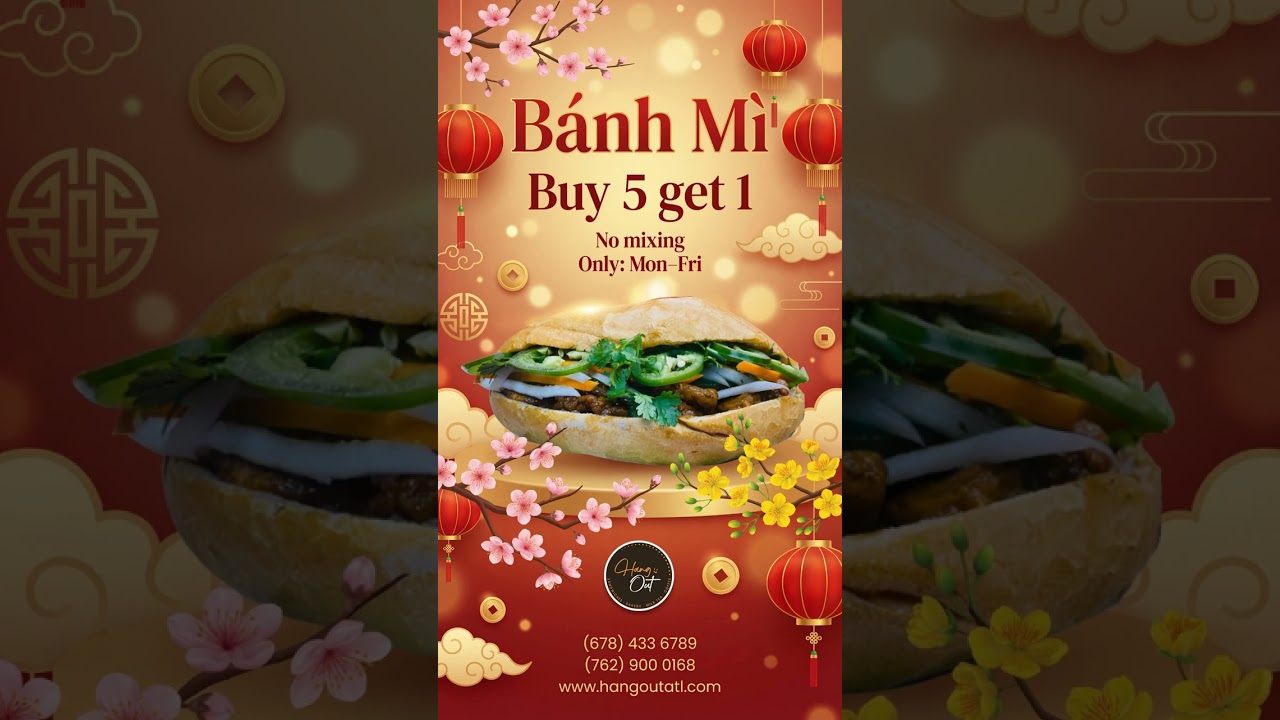 Banh mi tastes even better when shared! From Monday to Friday, buy 5 and get 1 FREE