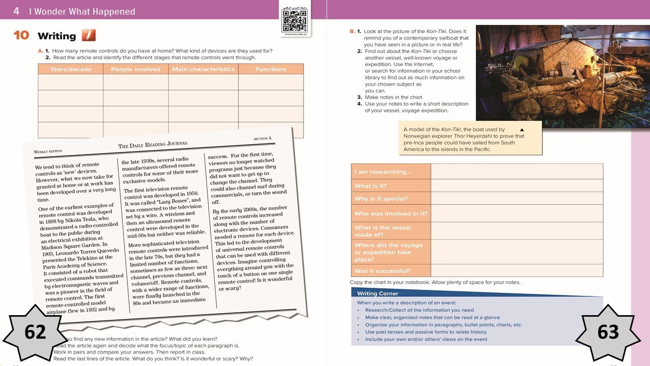 Mega Goal 2 - Unit 4 - Lesson 5 - Writing - Pages 62 - 63