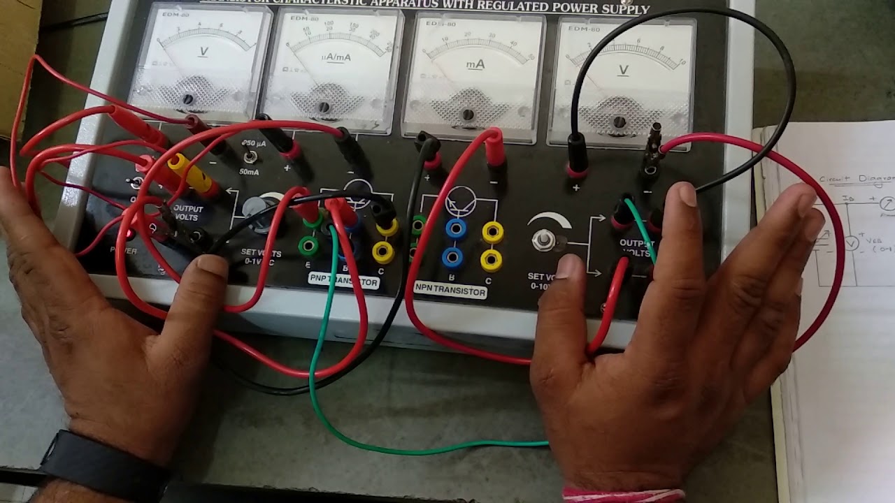 Study of the transistor characteristic using common base configuration