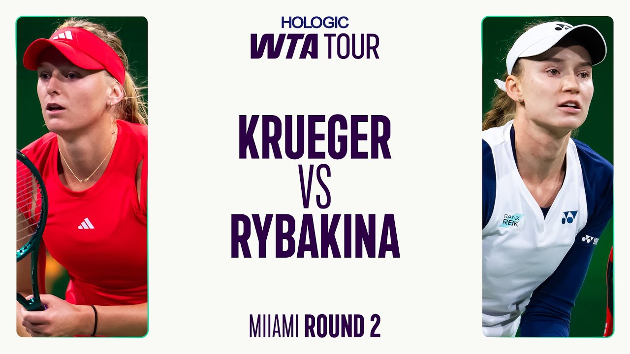 Эшли Крюгер против Елены Рыбакиной | Второй круг турнира WTA в Майами 2025 | Лучшие моменты матча