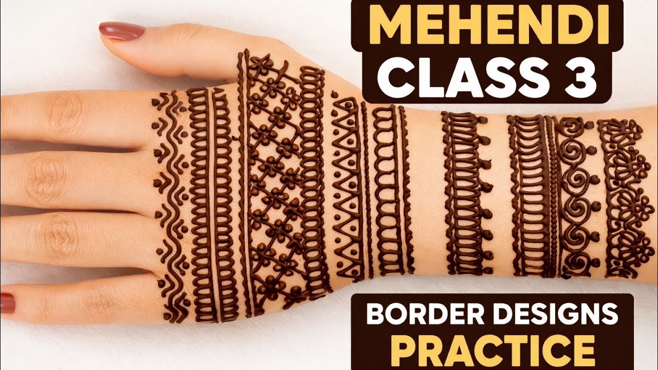 Beginner Mehendi Borders Practice | Easy & Clean Line Designs#youtubeshorts #mehndi 