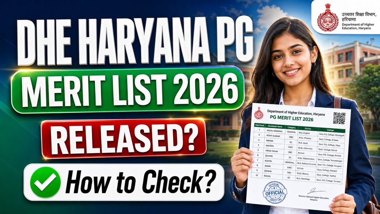 dhe haryana pg merit list 2026 | haryana college merit list 2026