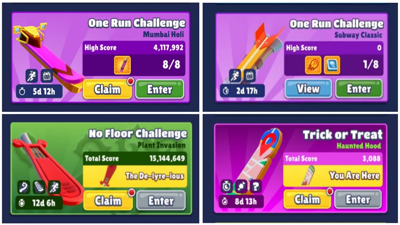 Subway Surfers : 4 Different Challenges to get 4 Different Hoverboards on Subway Surfers World Tour✨