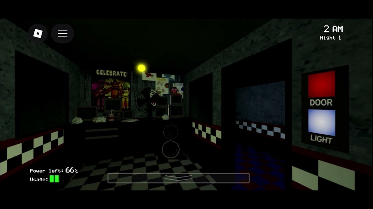 Playing five nights at Freddy’s in Roblox ￼