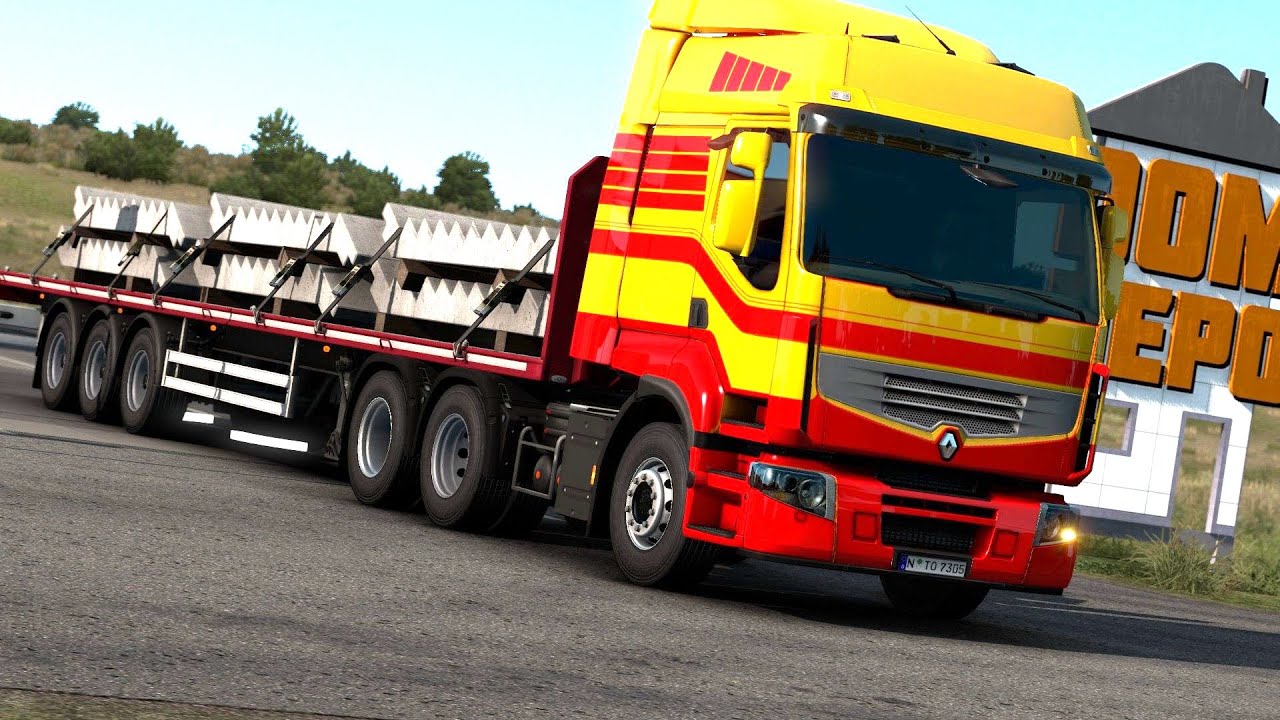 ETS 2 - Renault Premium Transporting Concrete Stairs