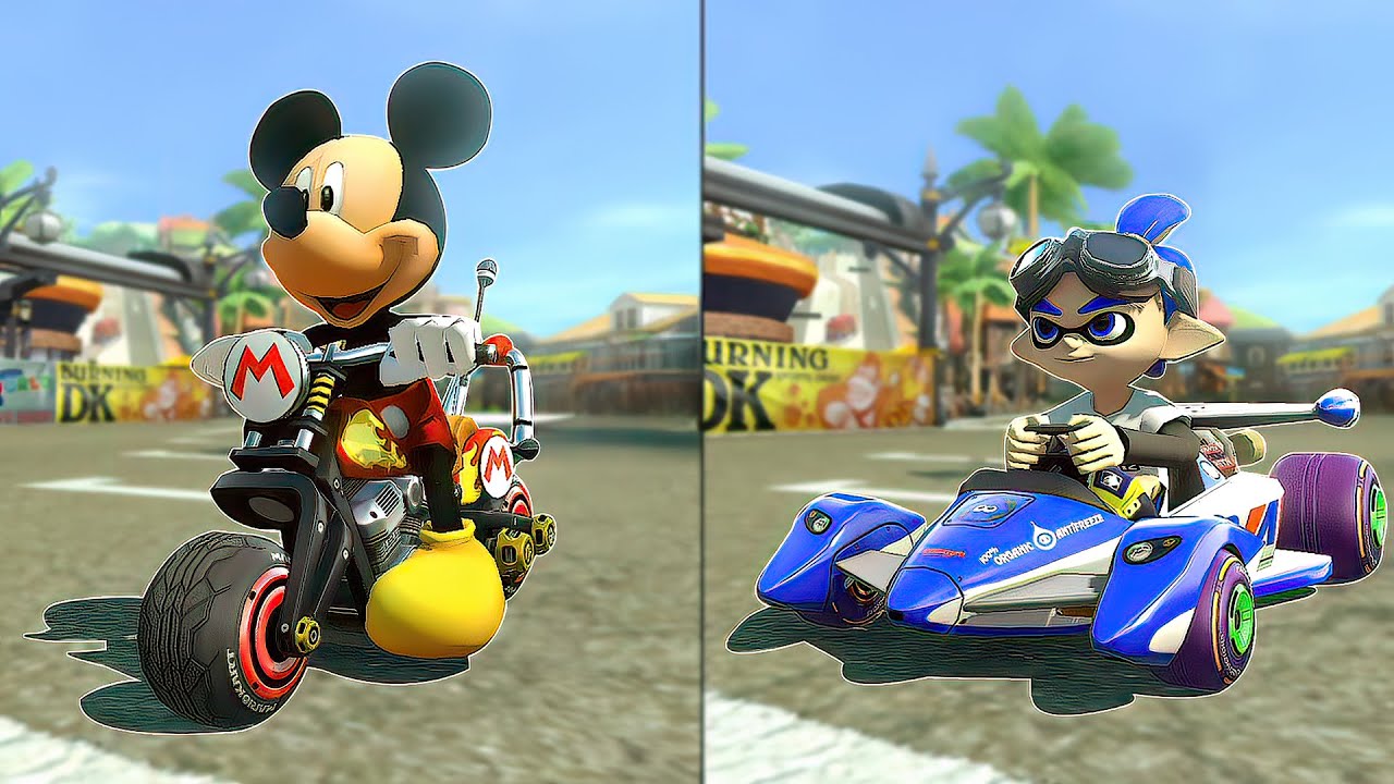 Mario Kart 8 Deluxe - Inkling Boy Vs Mickey Mouse in Shell Cup & Flower Cup [2 Players]