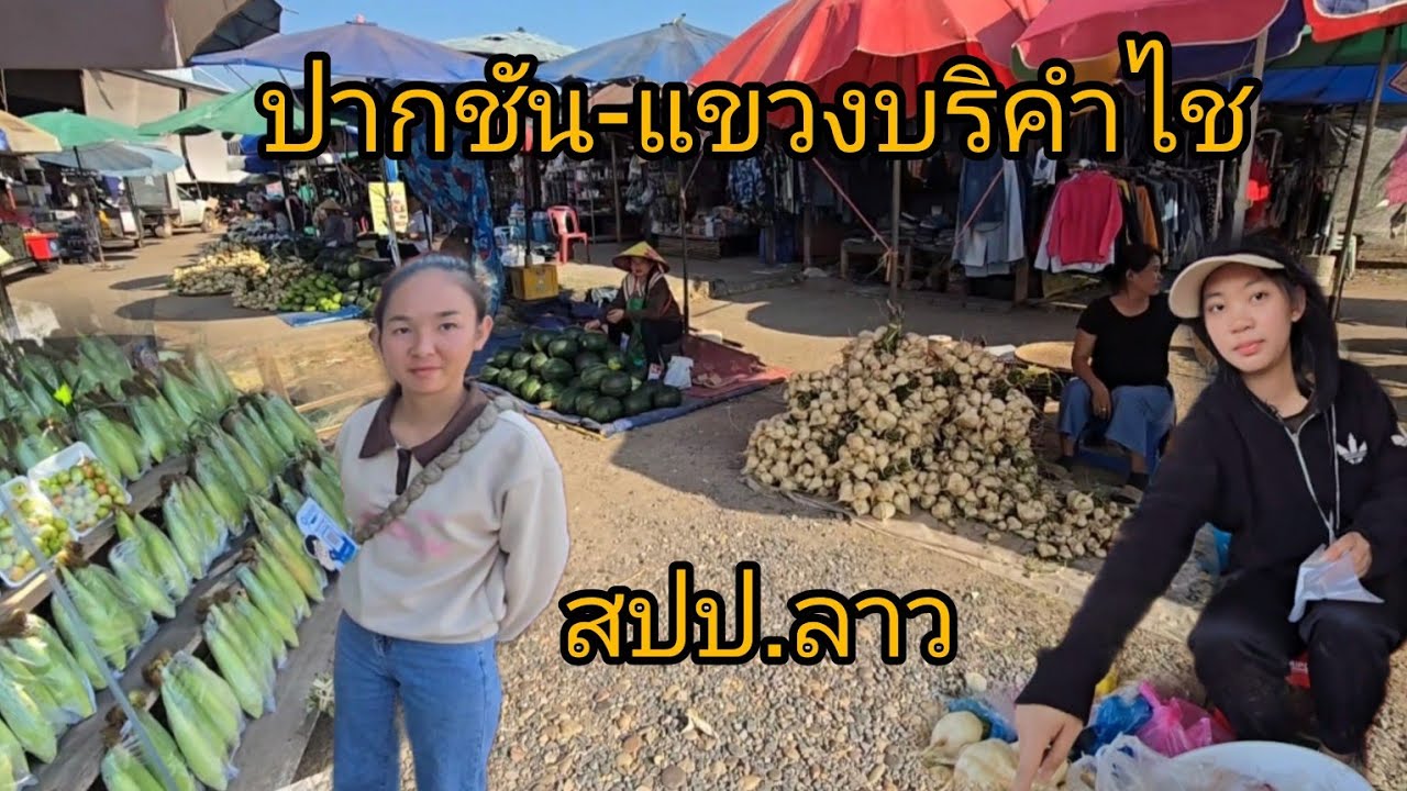 #food ลัดรถตลาด ตลาดปากชัน แขวงบริคำไช#สปปลาว ตรงข้าม จังหวัดบึงกาฬ#สาวลาว#เที่ยวลาว #อาหารตามฤดูกาล
