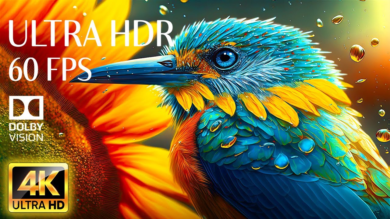 ENCHANTING ANIMALS - Calming Music With Video of Animals in 4K HDR 60fps (Colorful Dynamic)