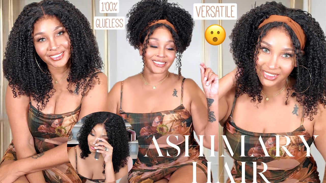 1 WIG MULTIPLE STYLES?! 😳 ULTIMATE VERSATILE GLUELESS KINKY CURLY WIG FT. ASHIMARY HAIR