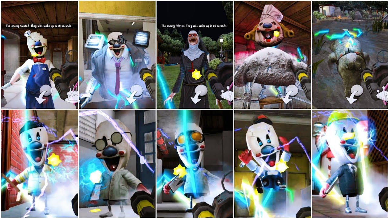 Ice Scream 8 Electro Plasmatic Gun Vs All Enemies