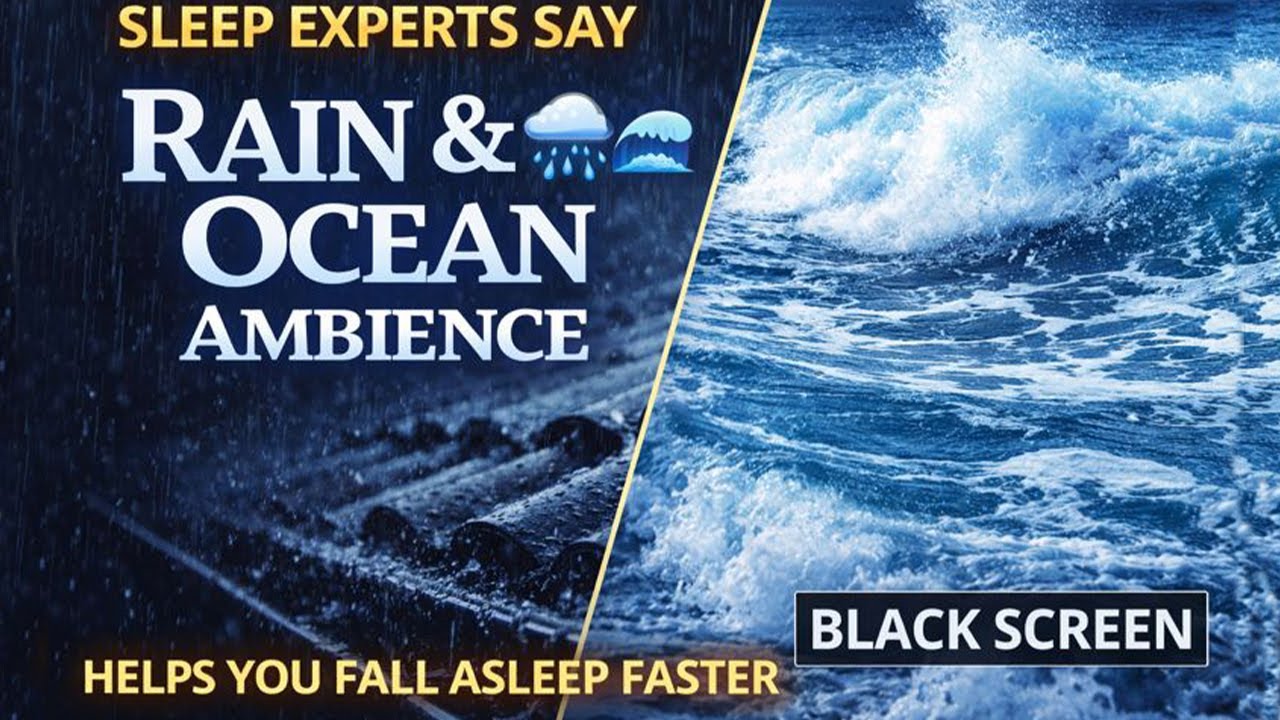Sleep Experts Say Rain & Ocean Ambience Helps You Fall Asleep Faster 🌧️🌊 Black Screen