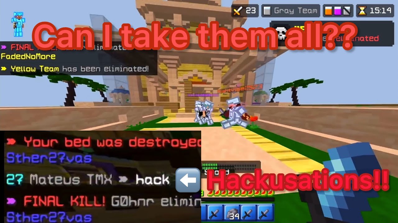 Can the BEST Hive bedwars roller player beat 14 players?!
