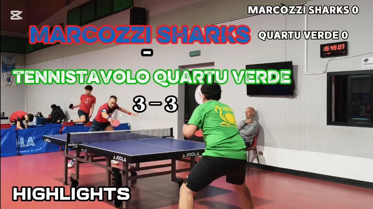 Serie D2 - 6°Giornata, MARCOZZI SHARKS - Tennistavolo QUARTU VERDE 3-3. HIGHLIGHTS. 🏓