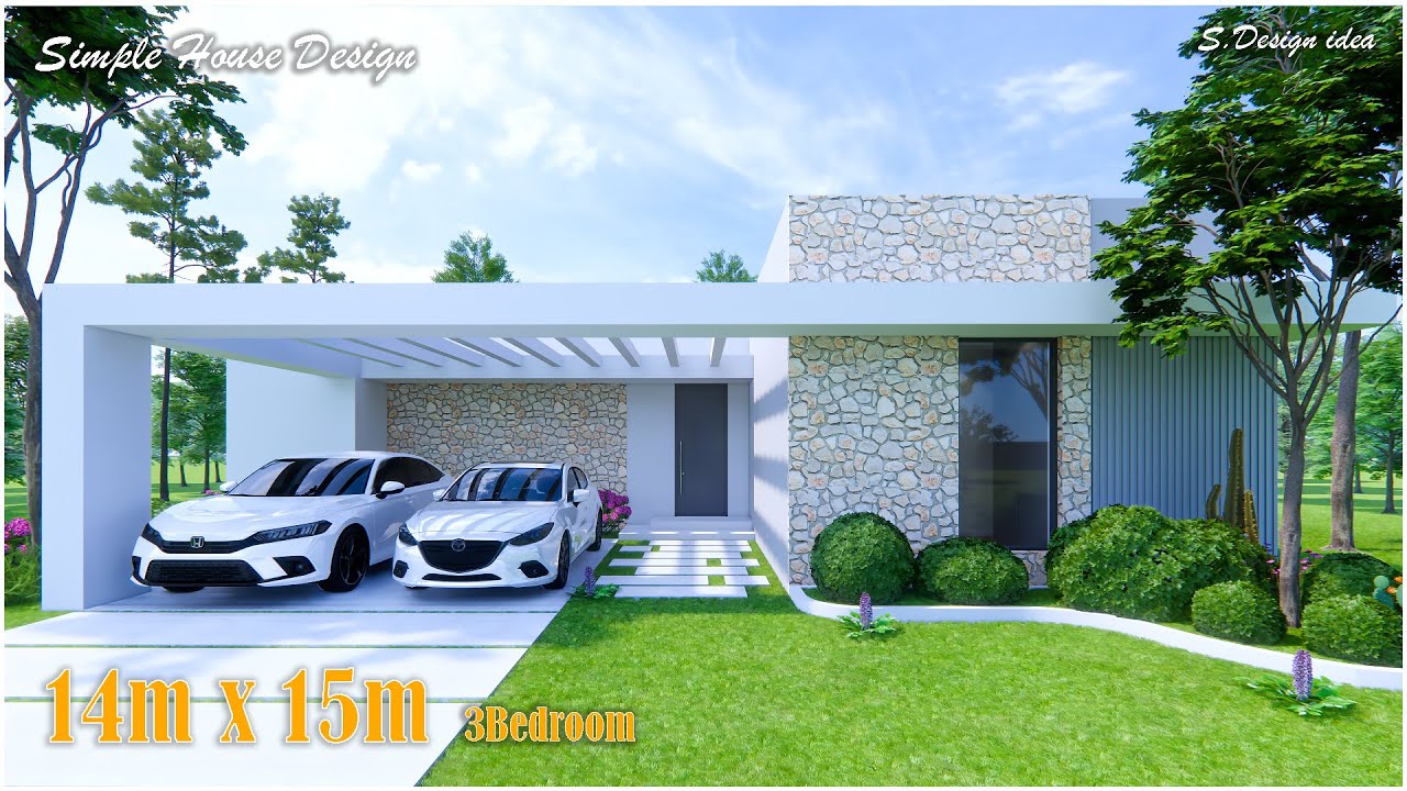 Simple House Design idea | 14m x 15m (130sqm) | 3bedroom