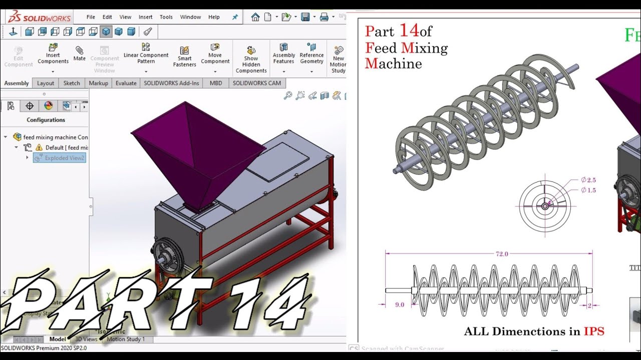 SOLIDWORKS Feed Mixing Machine 14/20 | solidworks Beginners | solidworks tutorial