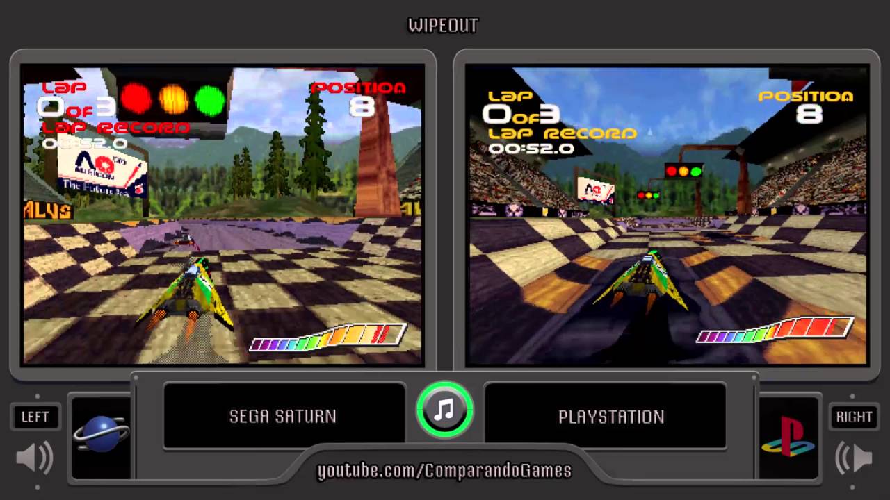 Wipeout (Sega Saturn vs Playstation) Side by Side Comparison