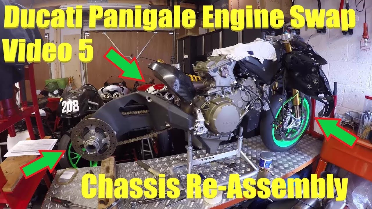 Ducati Panigale 1199 S to R Engine Swap Video 5  - Chassis re-assembly