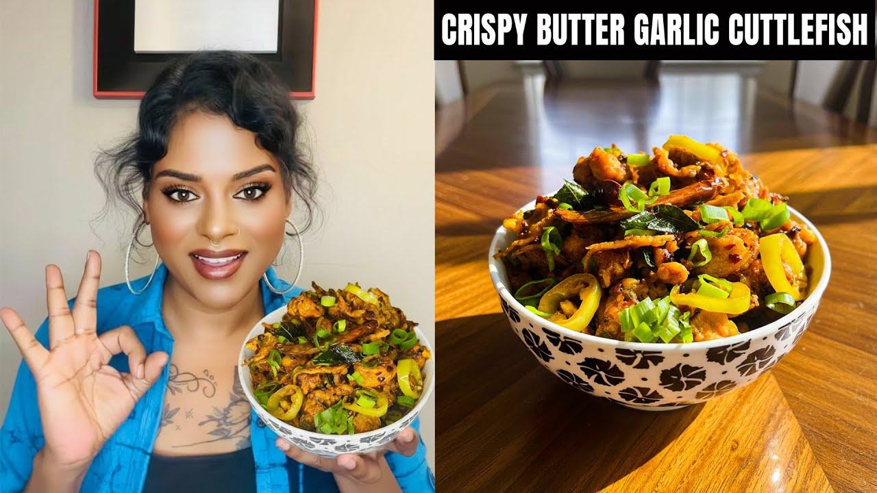 Spicy Butter Garlic கணவாய் Poriyal || How To Make Hot Butter Garlic Cuttlefish