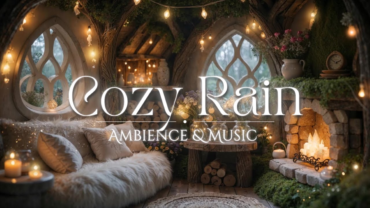 Cozy Rain in a Fairy Cottage 🌧️ | Rain on Window, Thunder & Soft Ambient Music