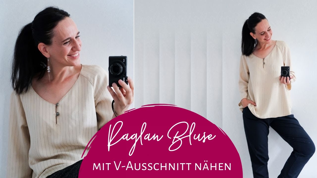 Raglan Bluse mit V Ausschnitt nähen (Schnittmuster Bluse Lia)