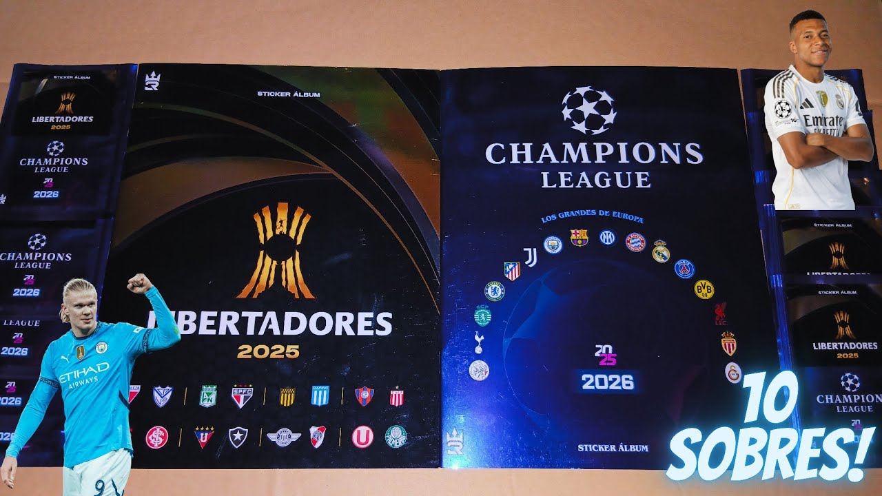 GANÉ 1 POSTER! ABRO 10 SOBRES DEL ALBUM DE LA COPA LIBERTADORES 2025/CHAMPION LEAGUE 2026! 3 REYES