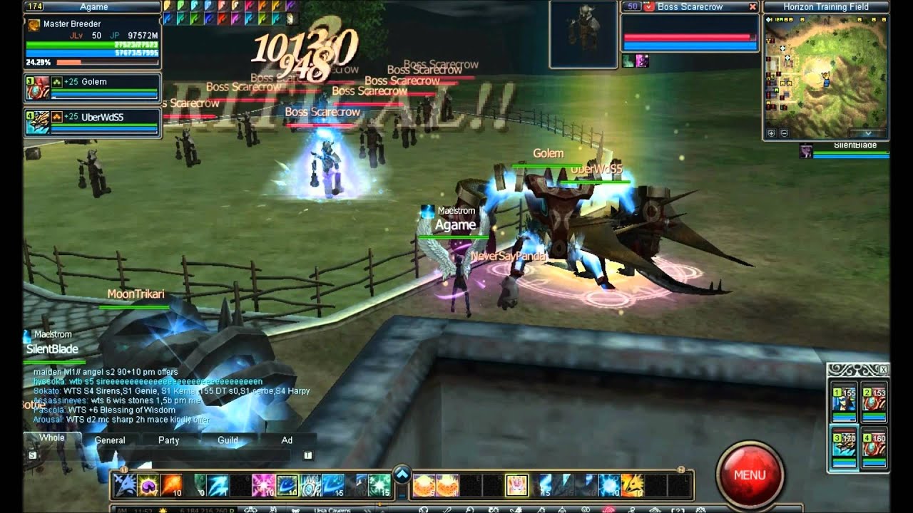 Rappelz: Cube Dungeon Boss kill And S5 White Dragon / S5 Golem DMG Test 7.4