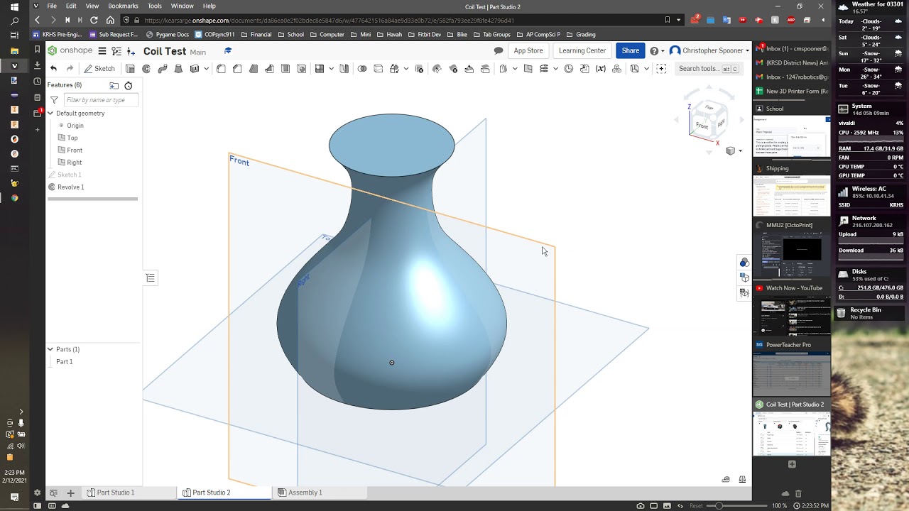Vases in Onshape 1 - Intro and Revolve Vase