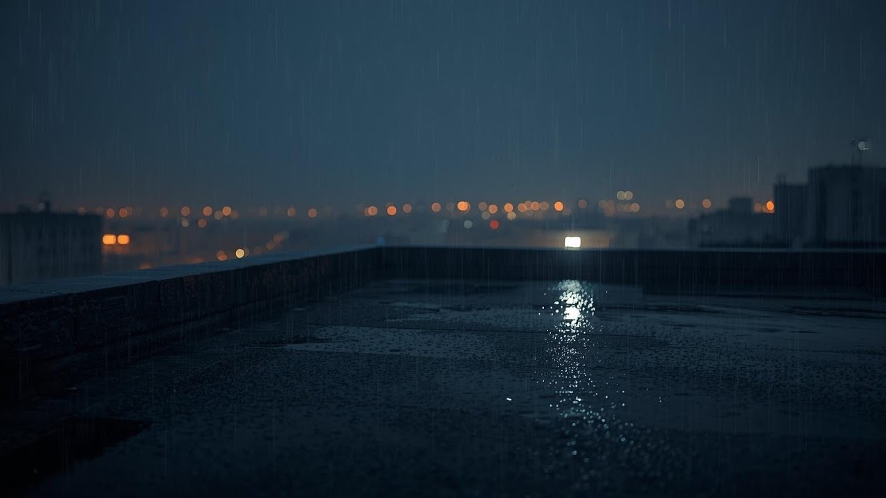 Rooftop Rain Sounds at Night &ndash; Relaxing Urban Ambience for Sleep, Study & Calm 🌃