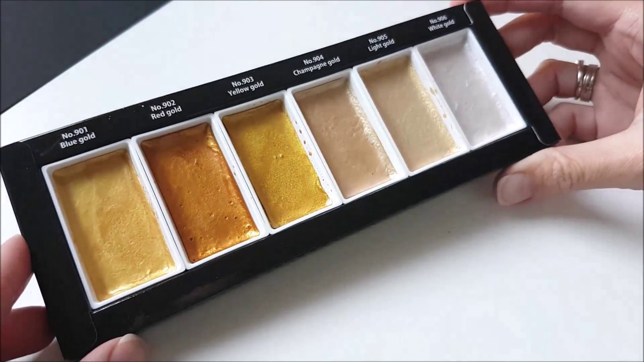 Złota kaligrafia - jak używać farb Kuretake Gansai Tambi Starry Colors