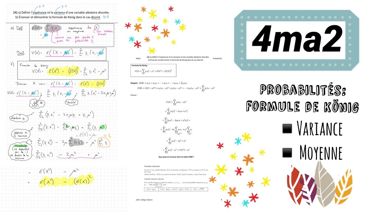 4ma2- variance et formule de König (variable aléatoire discrète)