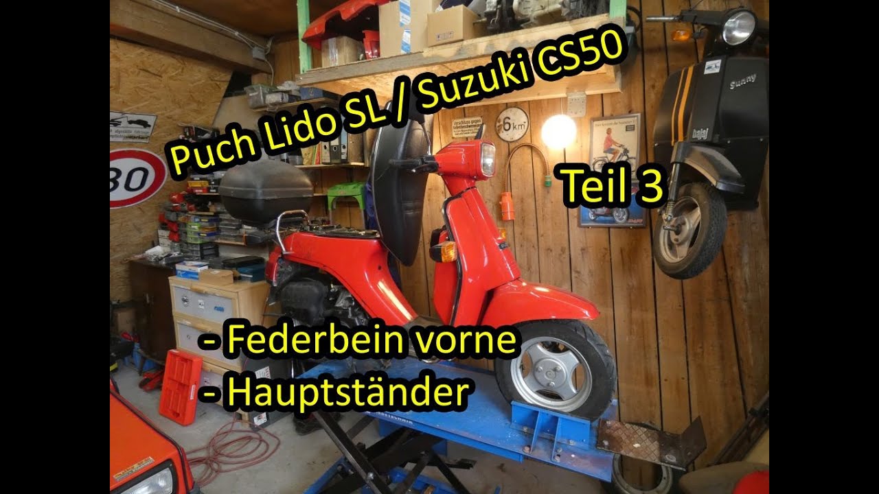 Puch Lido SL / Suzuki CS50 | Teil 3 | Federbein vorne und Hauptständer
