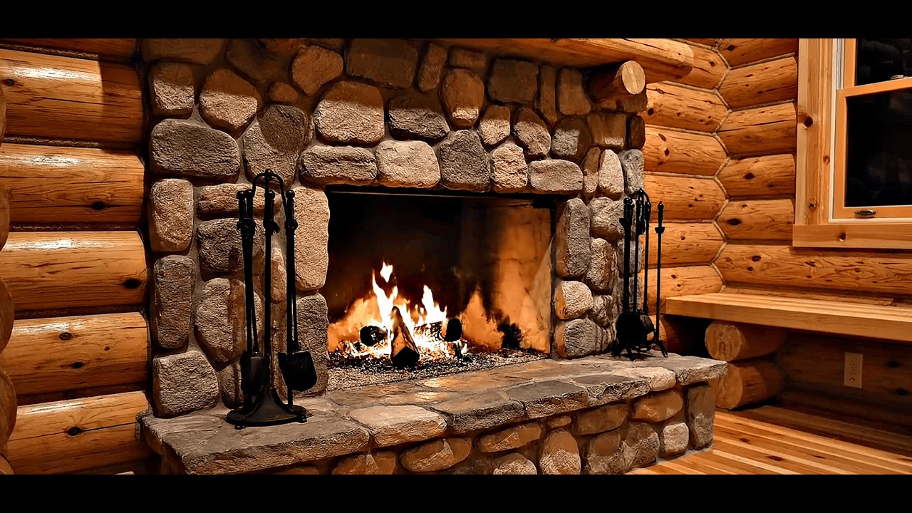 Warm Fireplace at Night 🔥 Relaxing Fire Sounds for Sleep | 8 Hours