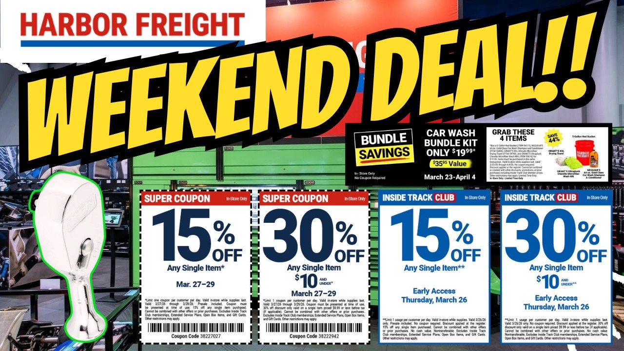 Купон Harbor Freight на скидку 30% + набор для мойки автомобиля за 19,99 долларов! (Март 2026 г.)...