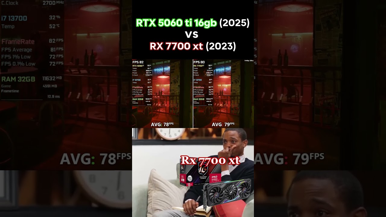 Rtx 5060 ti 16gb or Rx 7700 xt #gaming #gamingpc #pcbuilding #comparison #gpu #amd #nvidia