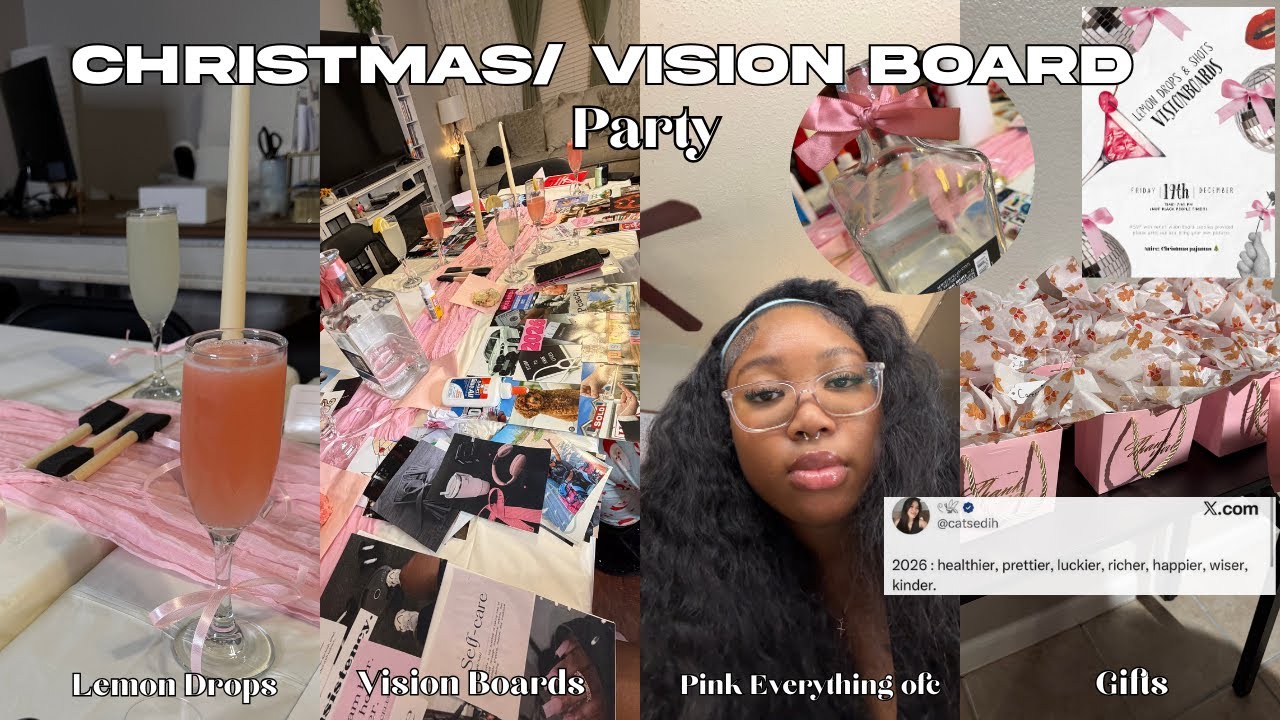 День 20 Vlogmas | Вечеринка с созданием рождественской доски визуализации 🤍🎀