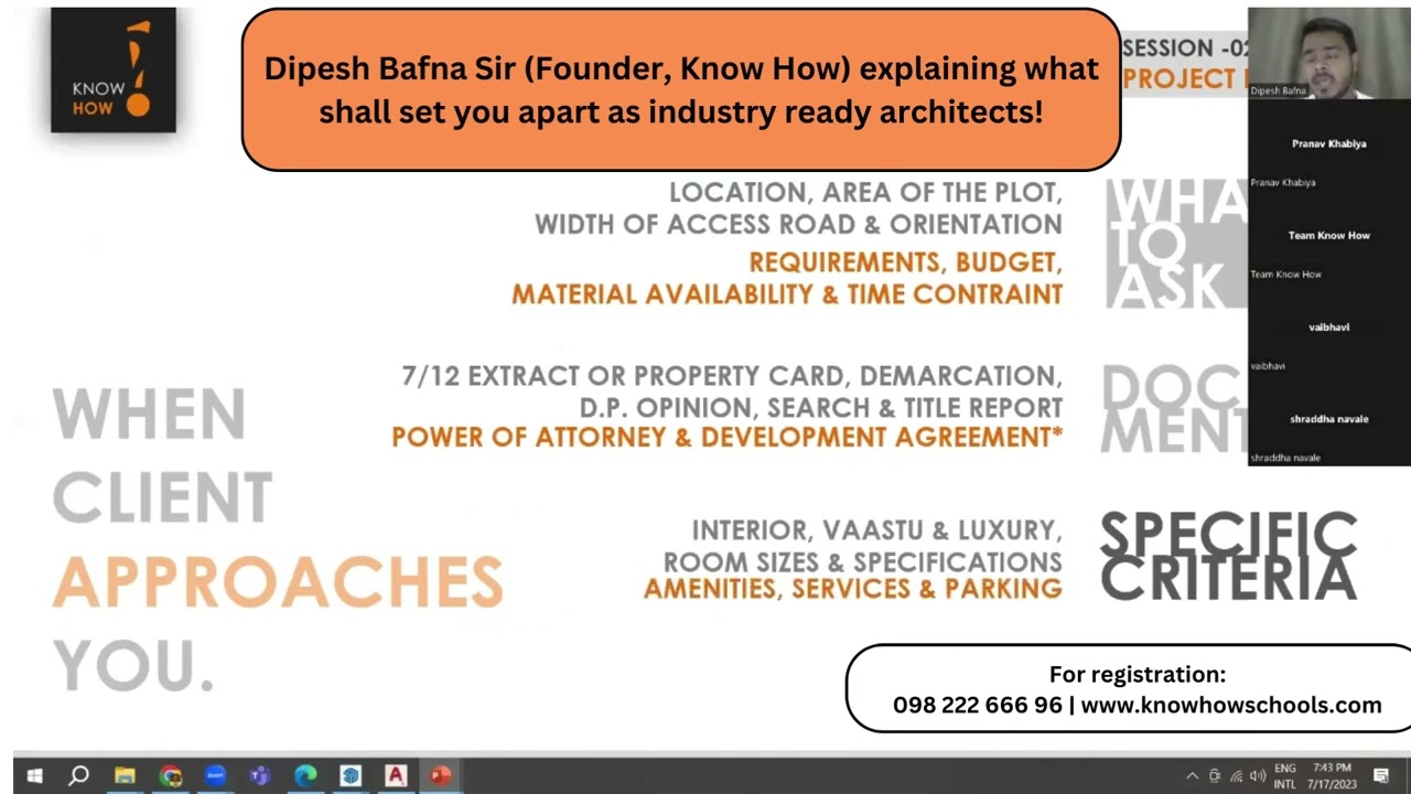 Industry Ready Architecture Batch 5 | Day 1 Glimpse | Call 098 222 666 96