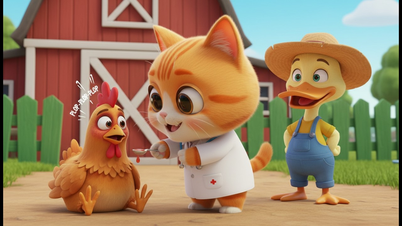 Gatito cuida animales de granja enfermos | canción para niños | Baby Song, Farm Animal Care Cartoon