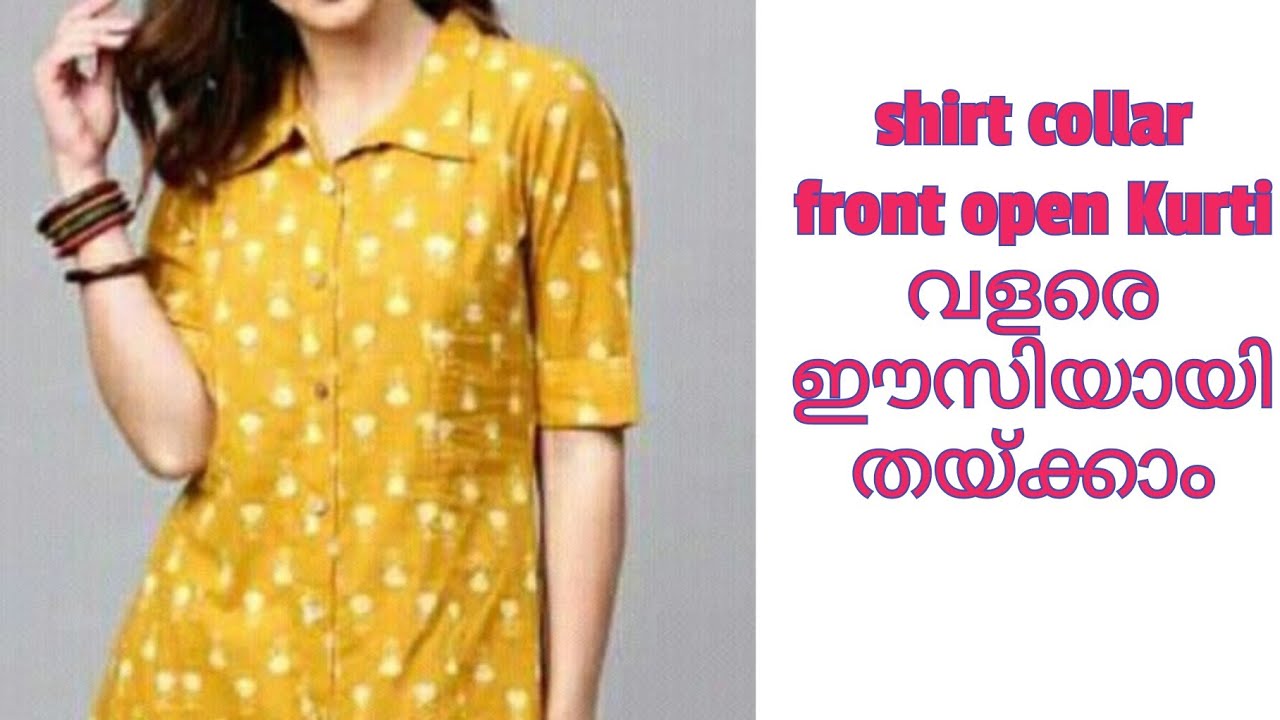Shirt collar front open Kurti cutting and stitching 