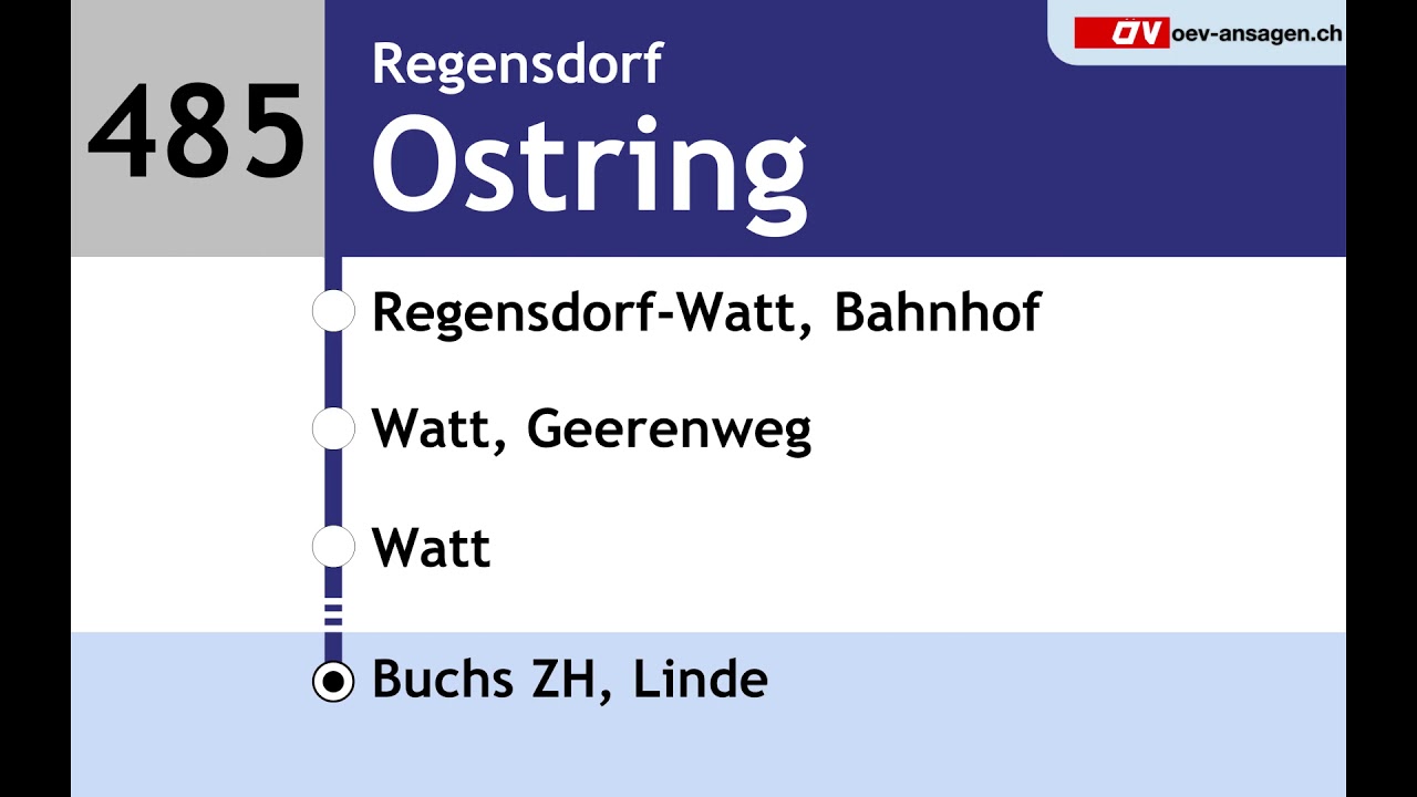 VBG Ansagen - 485 - Zürich, Bahnhof Altstetten Nord– Regensdorf-Watt – Adlikon – Buchs ZH