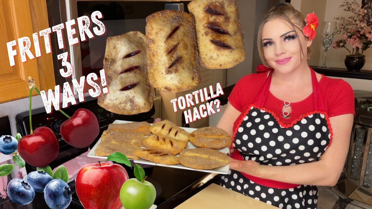 Homemade Fruit Fritters 3 Ways! - Secret Easy Tortilla Hack! (Blueberries, Cherries, & Apples)
