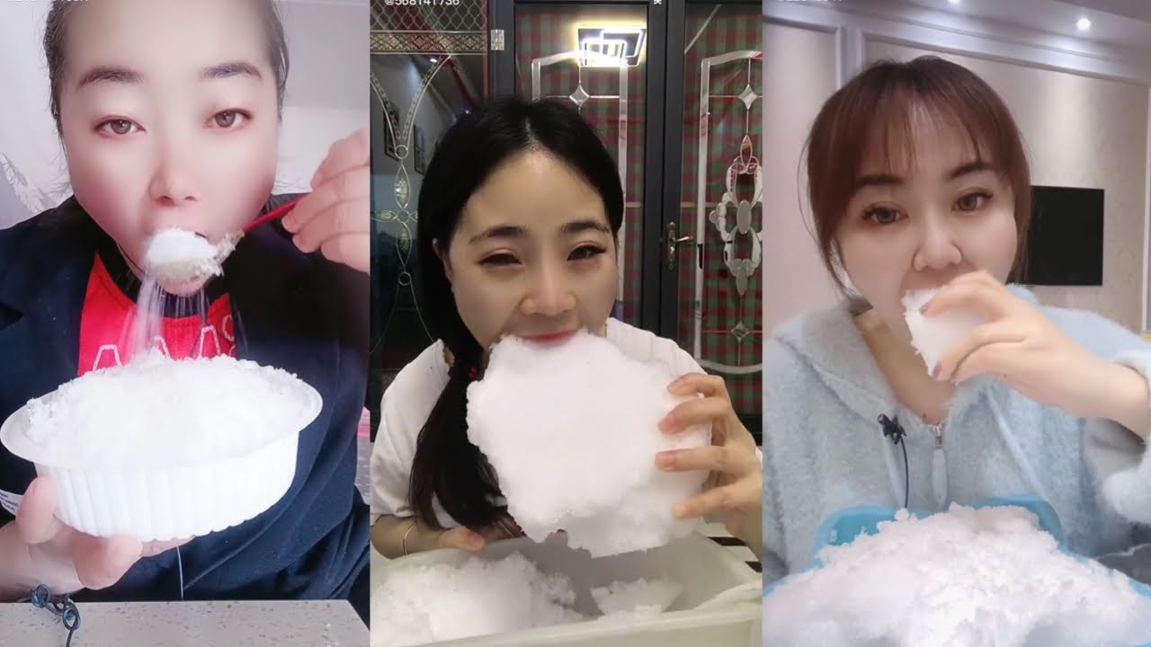 *ASMR* WHITE ICE ONLY EATING | CRUNCHY AND POWDERY FRESH BIG BITES FREEZER FROST & SHAVED ICE 얼음