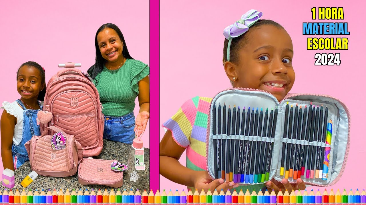 COMPRANDO E MOSTRANDO MEU MATERIAL ESCOLAR 2024 EM 1 HORA DE VÍDEO - FAMÍLIA SIQUEIRA OFICIAL